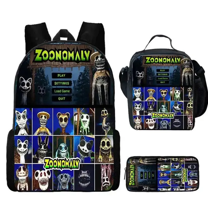 Mochila 3pcs Set Zoonomaly School Backpack with Lunch Bag Pencil Case ,Cartoon School Bags Light Weight School Bags set for Gift