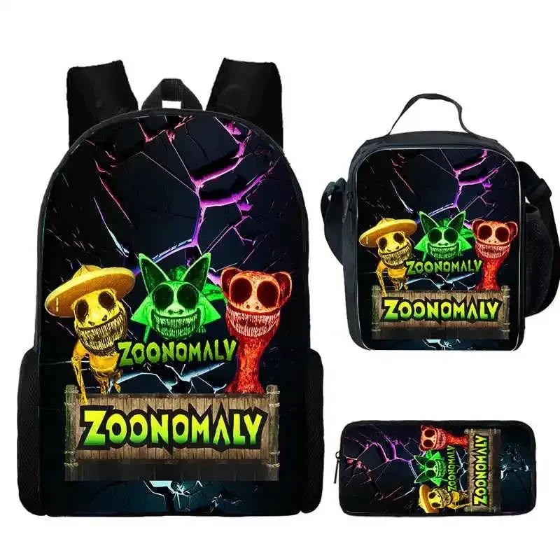 Mochila 3pcs Set Zoonomaly School Backpack with Lunch Bag Pencil Case ,Cartoon School Bags Light Weight School Bags set for Gift