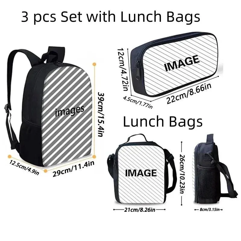 Mochila 3pcs Set Zoonomaly School Backpack with Lunch Bag Pencil Case ,Cartoon School Bags Light Weight School Bags set for Gift