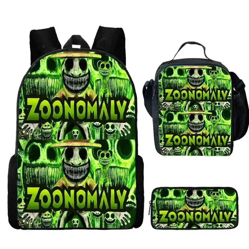 Mochila 3pcs Set Zoonomaly School Backpack with Lunch Bag Pencil Case ,Cartoon School Bags Light Weight School Bags set for Gift