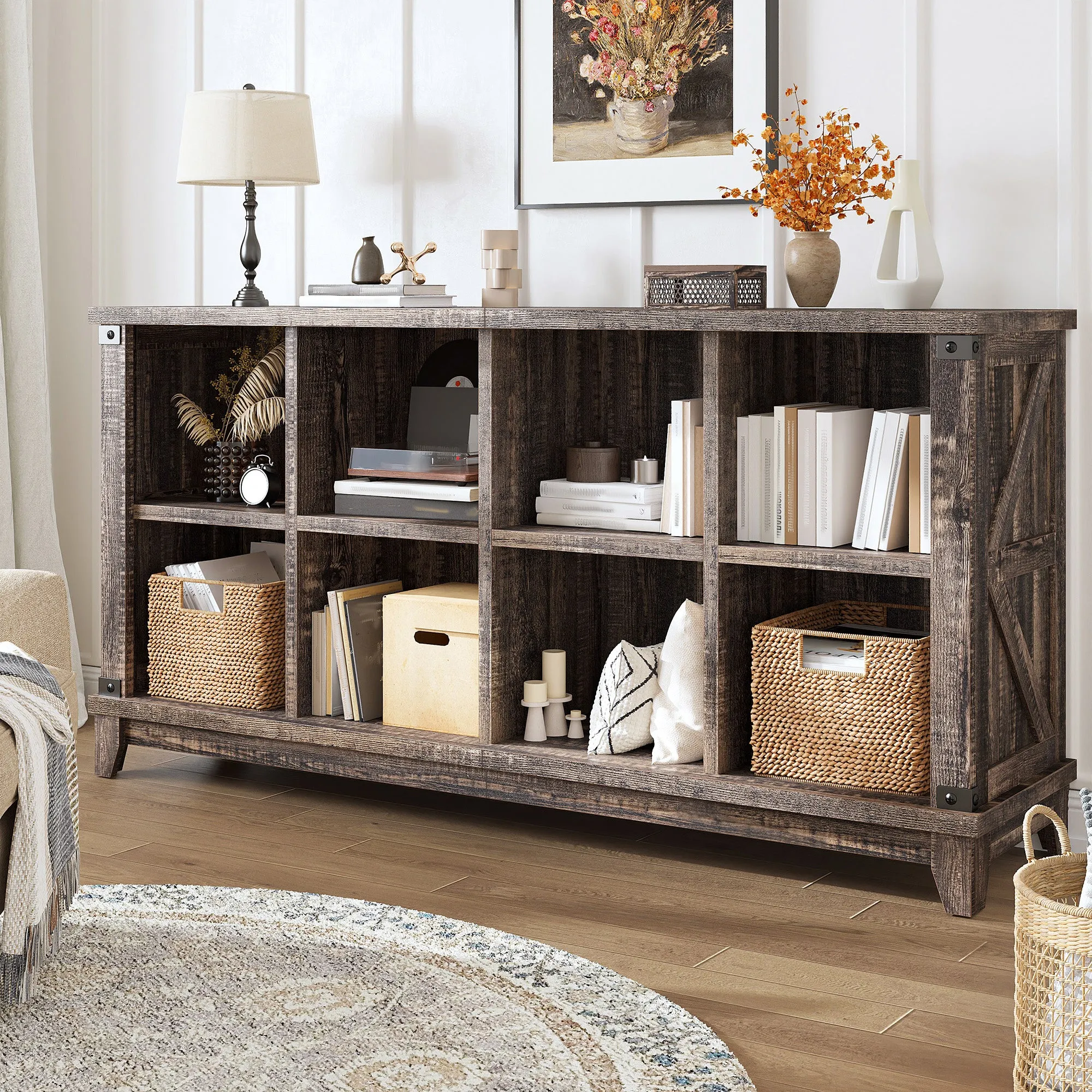 Modern 8-Cube Storage Shelf Organizer - Multipurpose Bookcase & Display Shelves for Living Room, Bedroom, Office