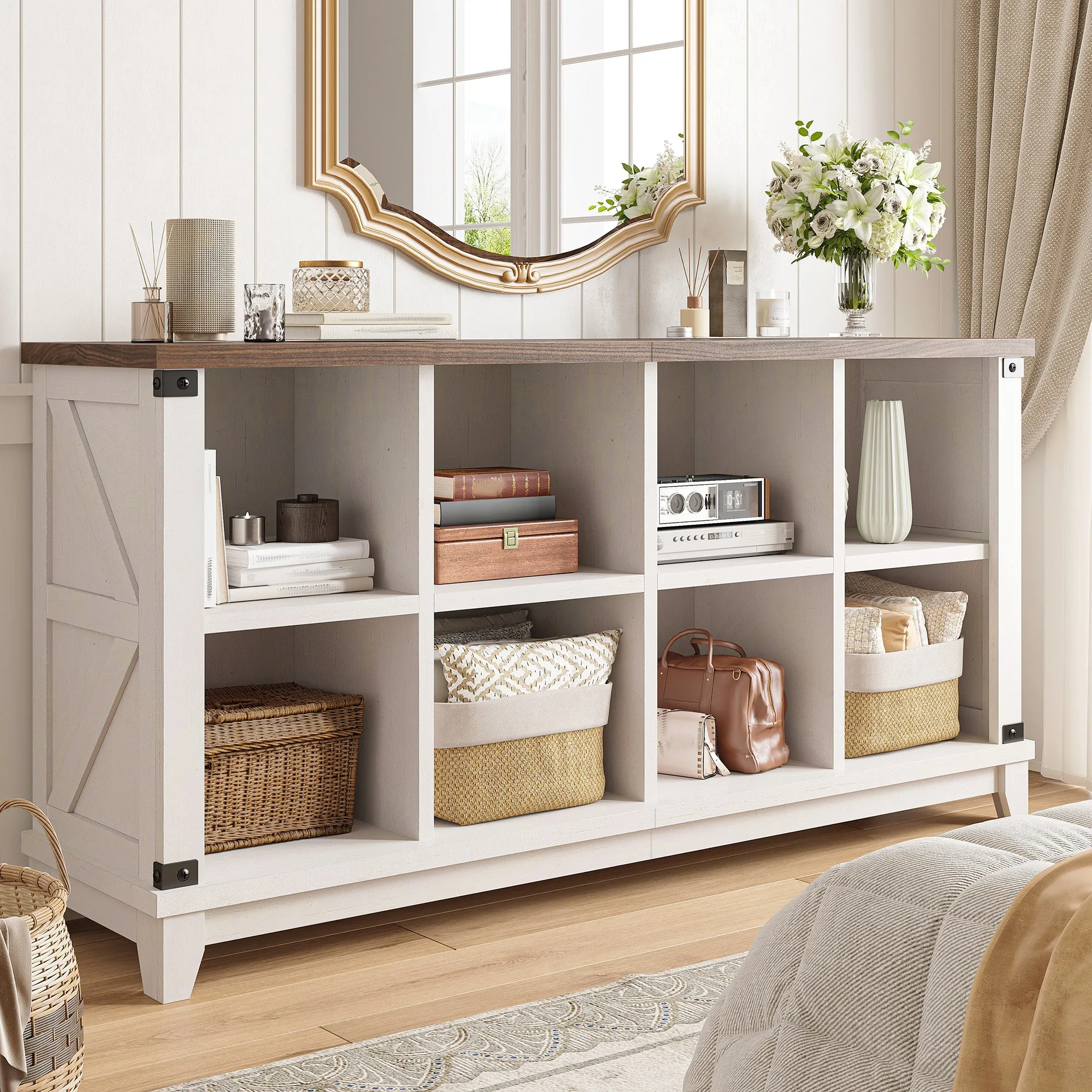 Modern 8-Cube Storage Shelf Organizer - Multipurpose Bookcase & Display Shelves for Living Room, Bedroom, Office