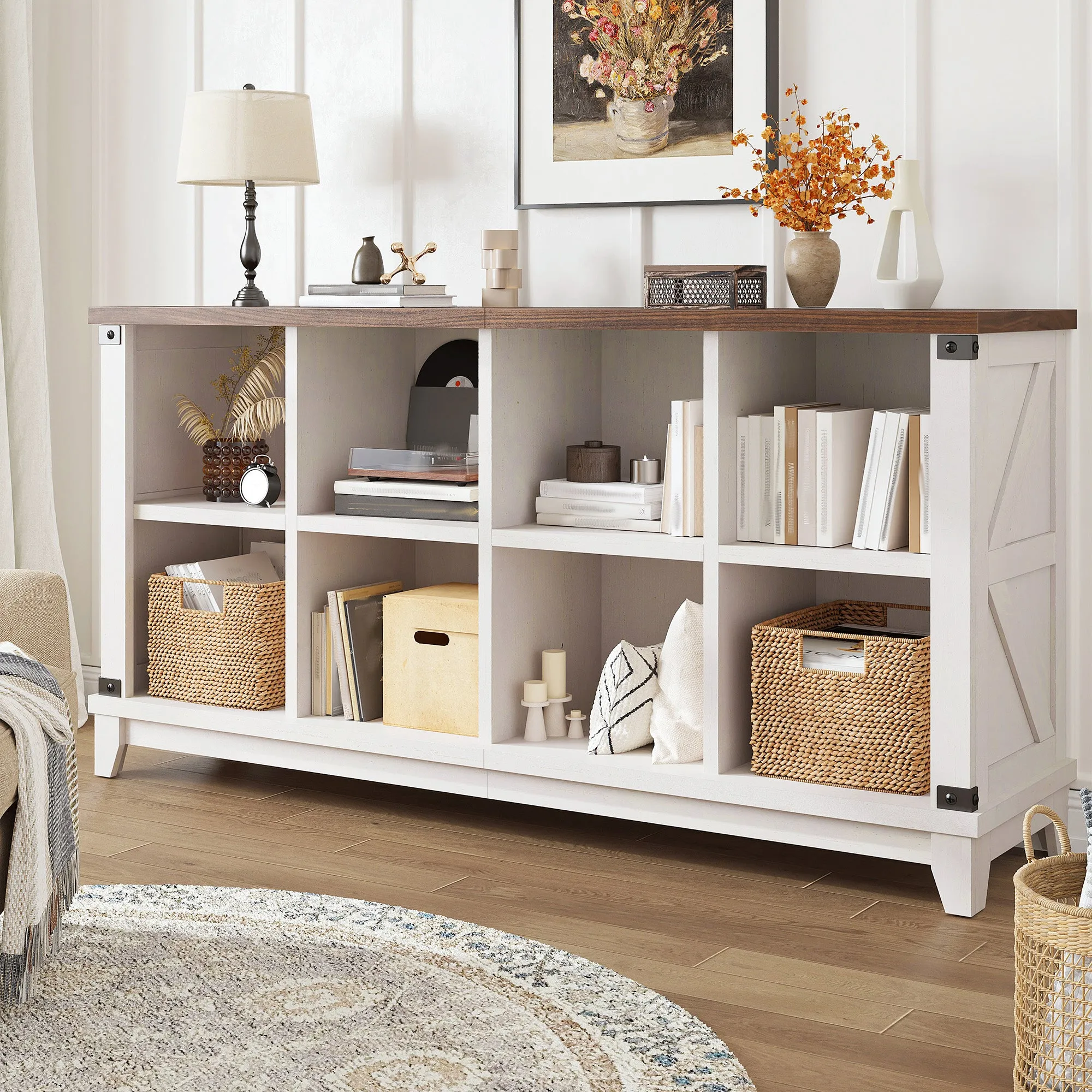Modern 8-Cube Storage Shelf Organizer - Multipurpose Bookcase & Display Shelves for Living Room, Bedroom, Office