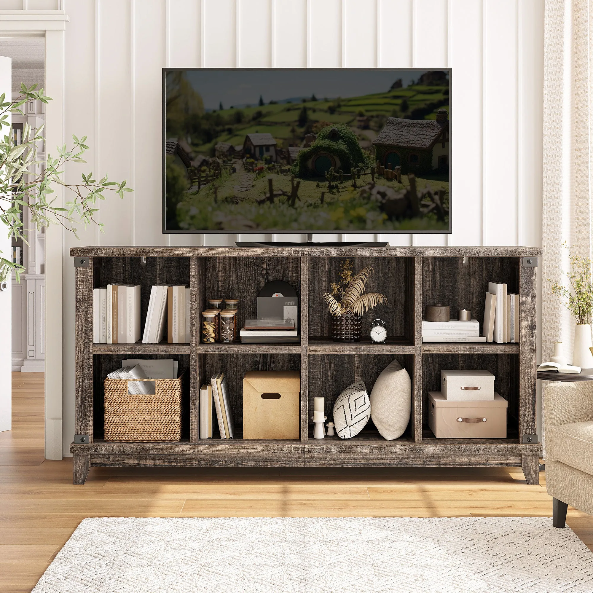 Modern 8-Cube Storage Shelf Organizer - Multipurpose Bookcase & Display Shelves for Living Room, Bedroom, Office