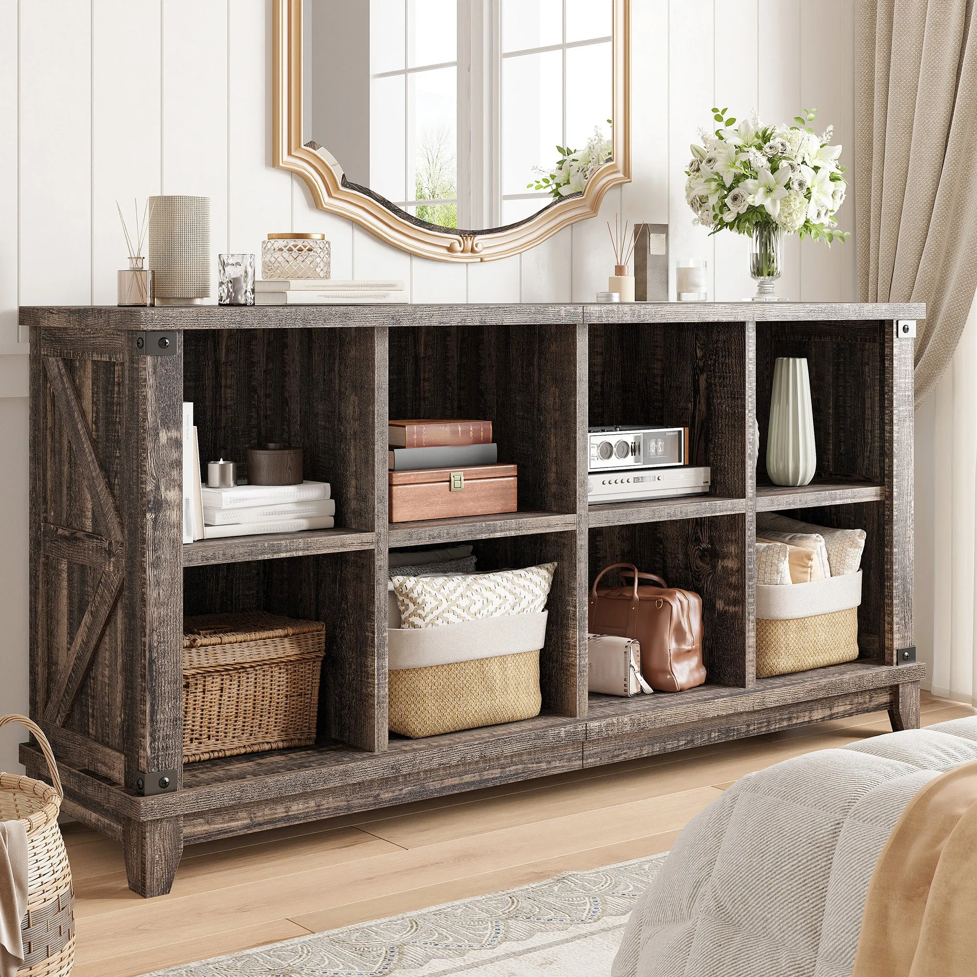 Modern 8-Cube Storage Shelf Organizer - Multipurpose Bookcase & Display Shelves for Living Room, Bedroom, Office