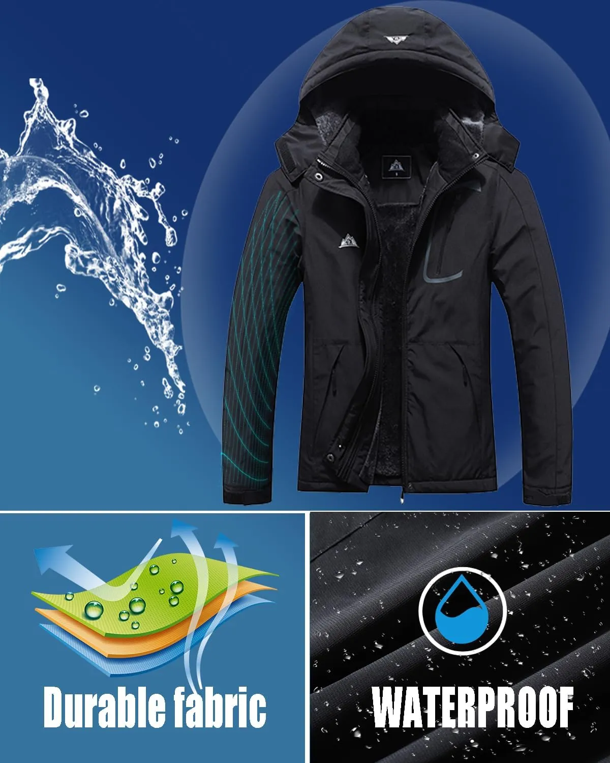 MOERDENG Women's Waterproof Ski Jacket Warm Winter Coat Outdoor Windbreaker Hiking Snowboarding Jacket