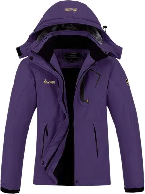 MOERDENG Women's Waterproof Ski Jacket Warm Winter Snow Coat Mountain Windbreaker Hooded Raincoat Jacket