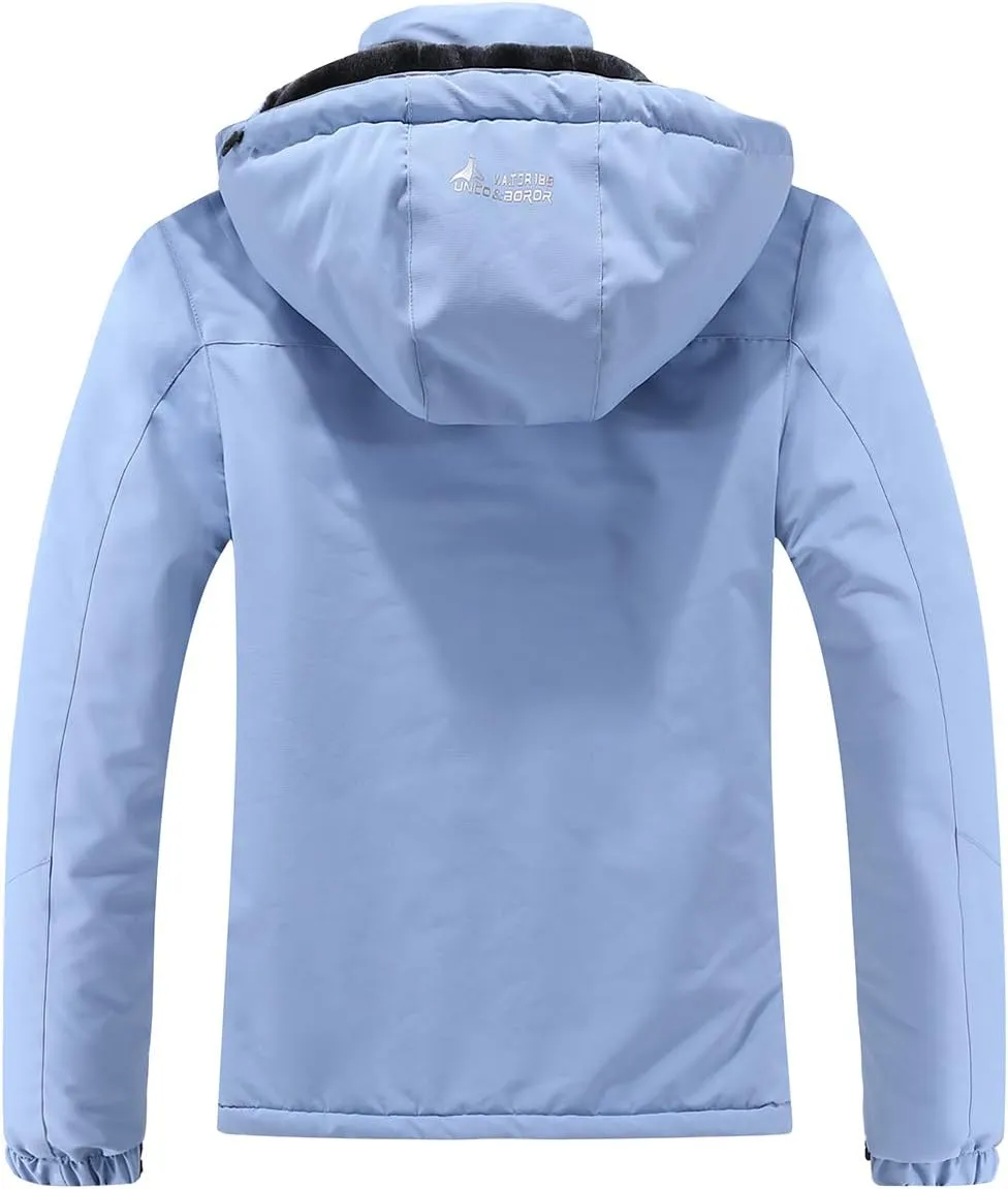 MOERDENG Women's Waterproof Ski Jacket Warm Winter Snow Coat Mountain Windbreaker Hooded Raincoat Jacket