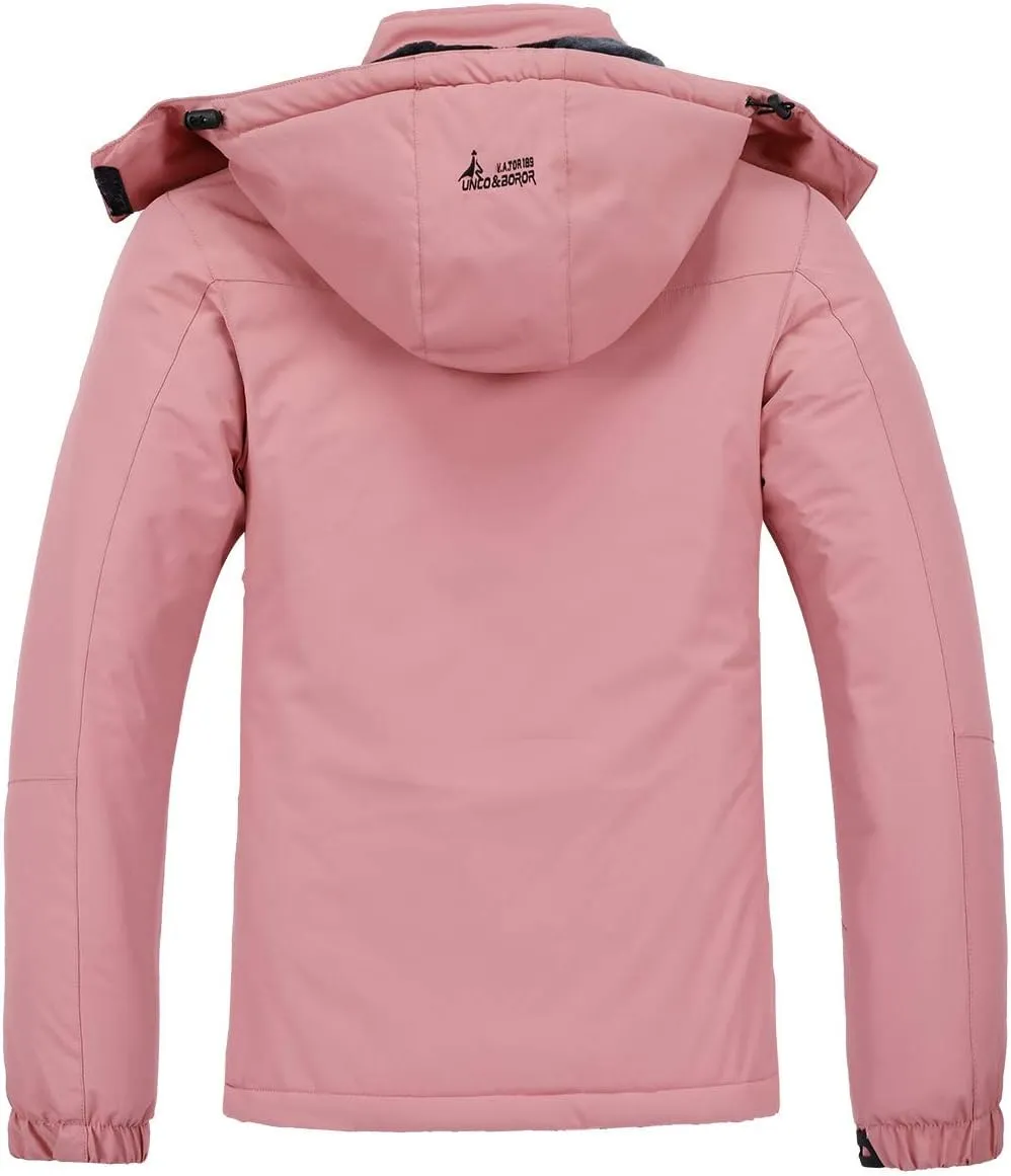 MOERDENG Women's Waterproof Ski Jacket Warm Winter Snow Coat Mountain Windbreaker Hooded Raincoat Jacket