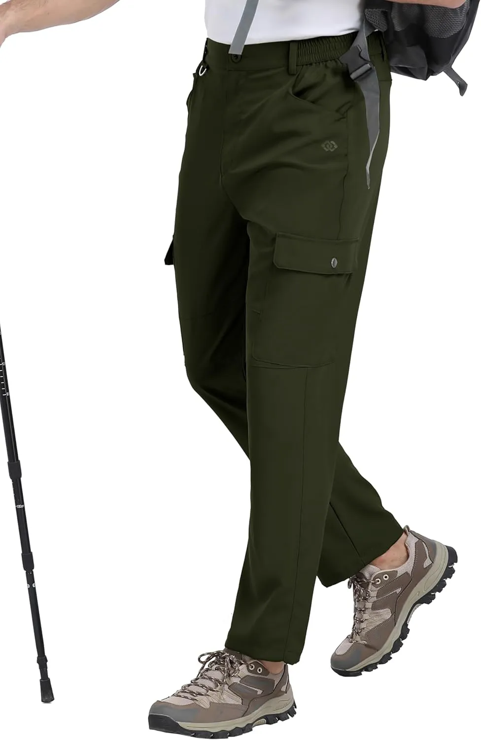 MoFiz Men's Elastic Waist Hiking Pants Lightweight Outdoor Water Resistant Sweatpants with Zipper Pockets