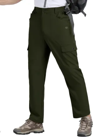MoFiz Men's Elastic Waist Hiking Pants Lightweight Outdoor Water Resistant Sweatpants with Zipper Pockets