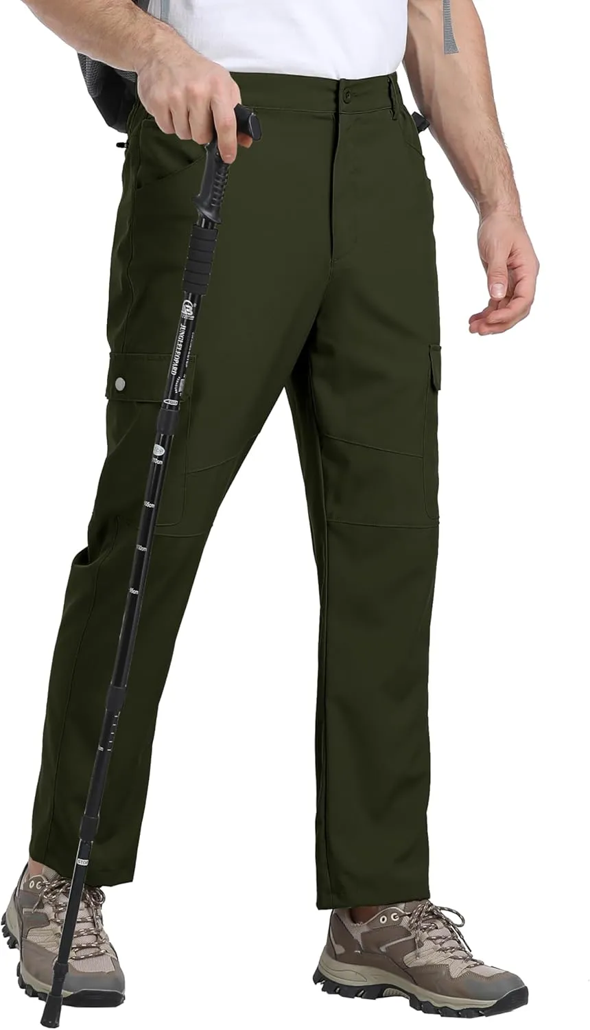 MoFiz Men's Elastic Waist Hiking Pants Lightweight Outdoor Water Resistant Sweatpants with Zipper Pockets
