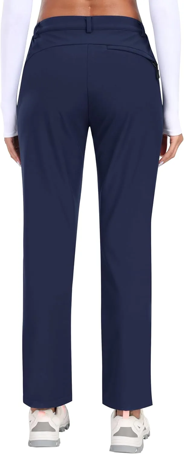 MoFiz Women's Hiking Pants Insulated Outdoor Snow Ski Pants Warm Winter Soft Shell with Zipper Pockets