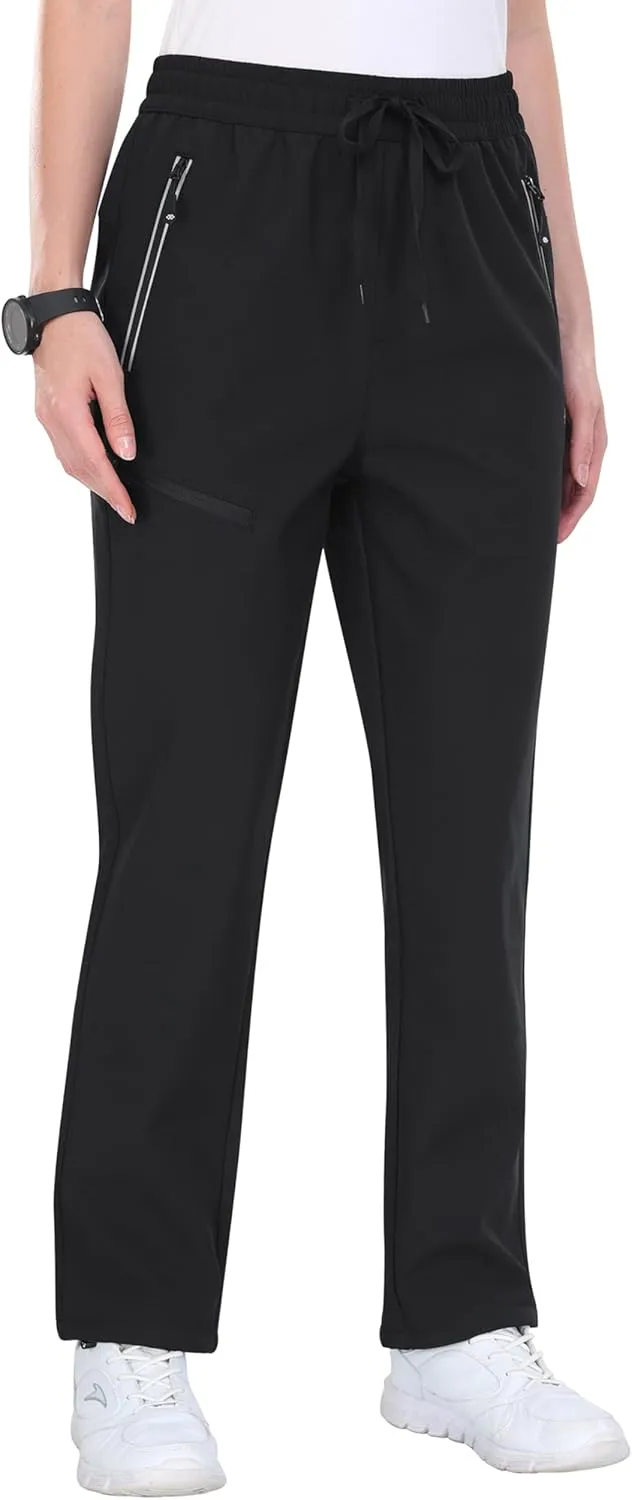 MoFiz Women's Hiking Pants Insulated Outdoor Snow Ski Pants Warm Winter Soft Shell with Zipper Pockets