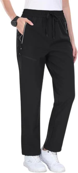 MoFiz Women's Hiking Pants Insulated Outdoor Snow Ski Pants Warm Winter Soft Shell with Zipper Pockets