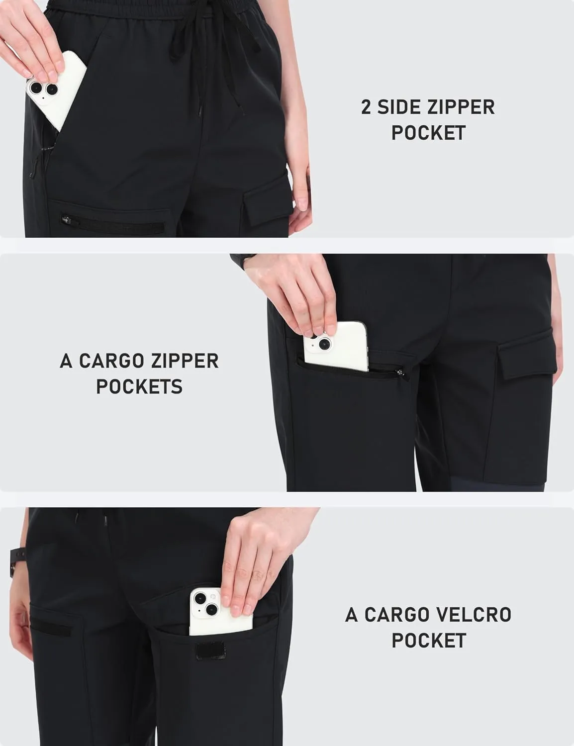 MoFiz Women's Hiking Pants Insulated Outdoor Snow Ski Pants Warm Winter Soft Shell with Zipper Pockets