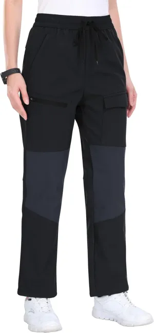 MoFiz Women's Hiking Pants Insulated Outdoor Snow Ski Pants Warm Winter Soft Shell with Zipper Pockets