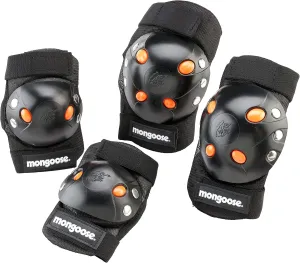 Mongoose Kids BMX Bike Gel Knee and Elbow Pad Set, Multi-Sport Protective Gear for Boys and Girls Age 8 and Up, Kneesavers and Elbowsavers