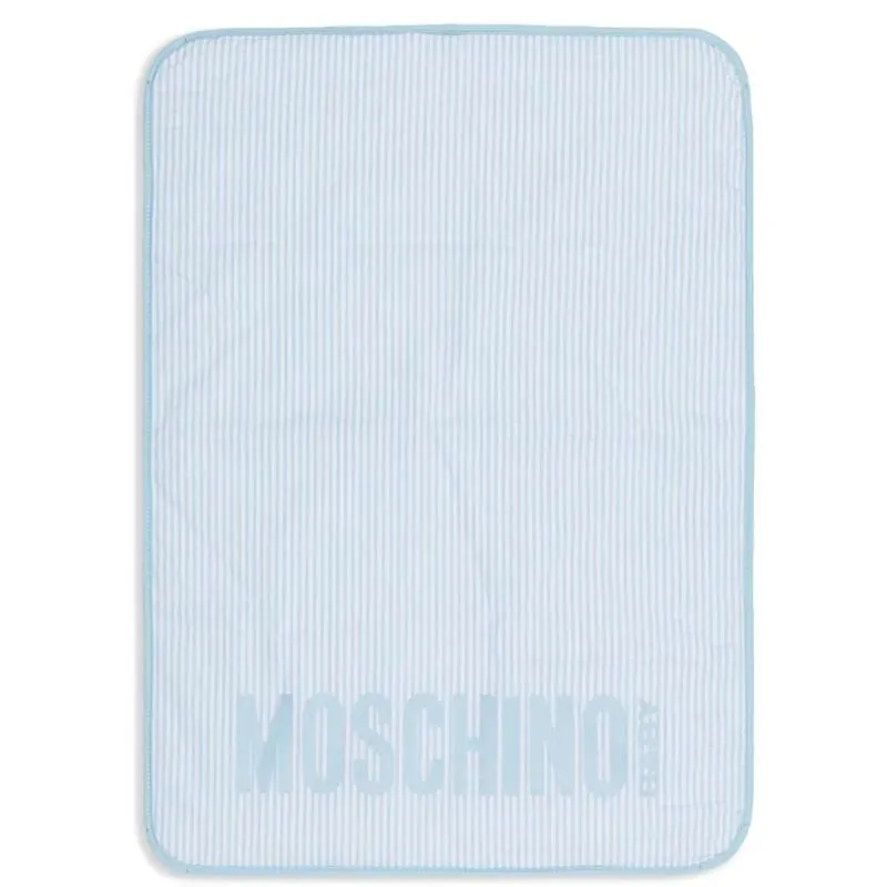 Moschino Baby - Striped Diaper Bag With Bear Patch Changing Mat Light Blue