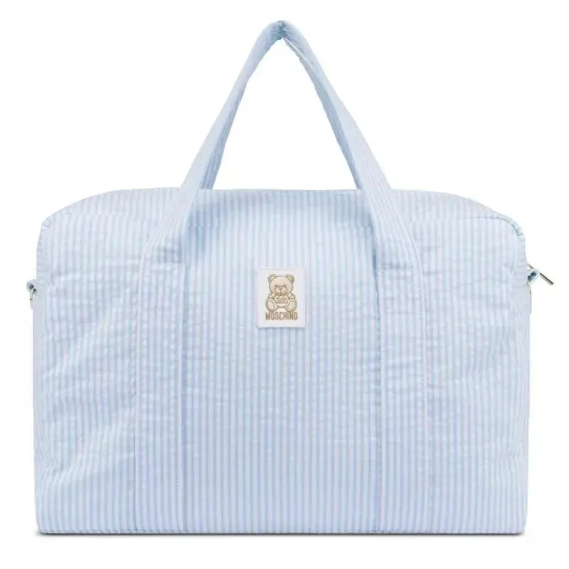Moschino Baby - Striped Diaper Bag With Bear Patch Changing Mat Light Blue