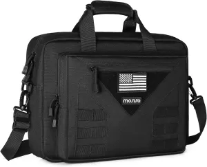 MOSISO Tactical Laptop Messenger Shoulder Bag, 15-16 inch Multifunctional Adjustable Large Notebook Carrying Sleeve Case Pockets, Black