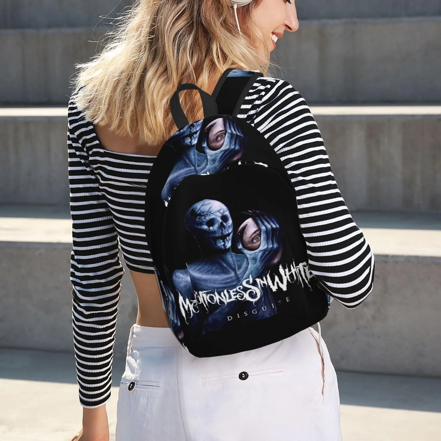 Motionless Rock In White Casual Backpack Large Lightweight Travel Bag Classic Laptop Daypack Men Women Backpack Small