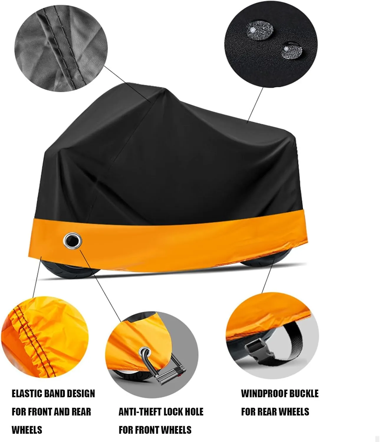 Motorcycle Cover for Honda Ape 50 Indoor Outdoor Motorcycle Protective Cover Duty Sun Rain Cover Exterior Accessories,Black Silver-M (200 * 90 * 100cm)