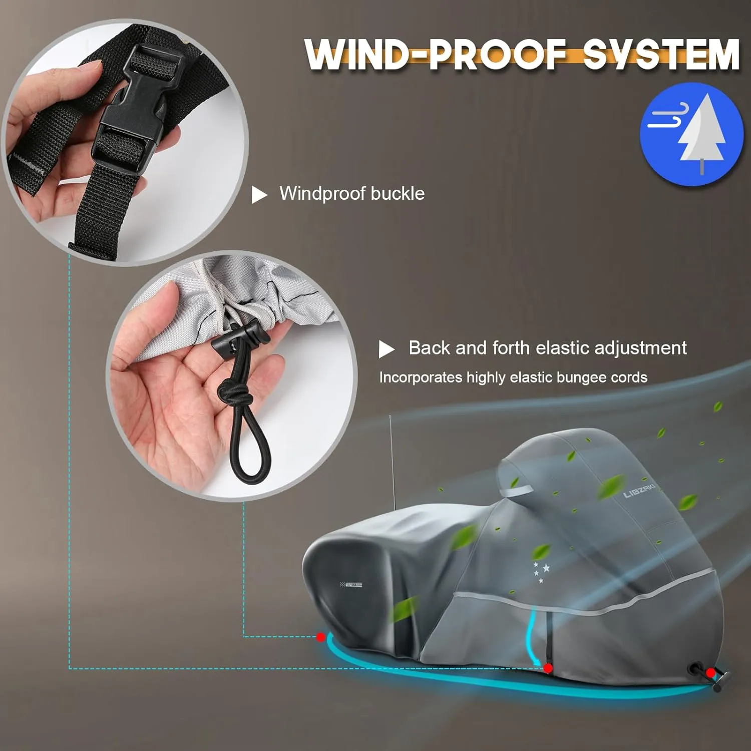 Motorcycle Cover LI LIBZAKI 600D Heavy Duty Storage All Season Universal Weather Waterproof Outdoor Protection 86" XXL Vehicle Cover/Gray