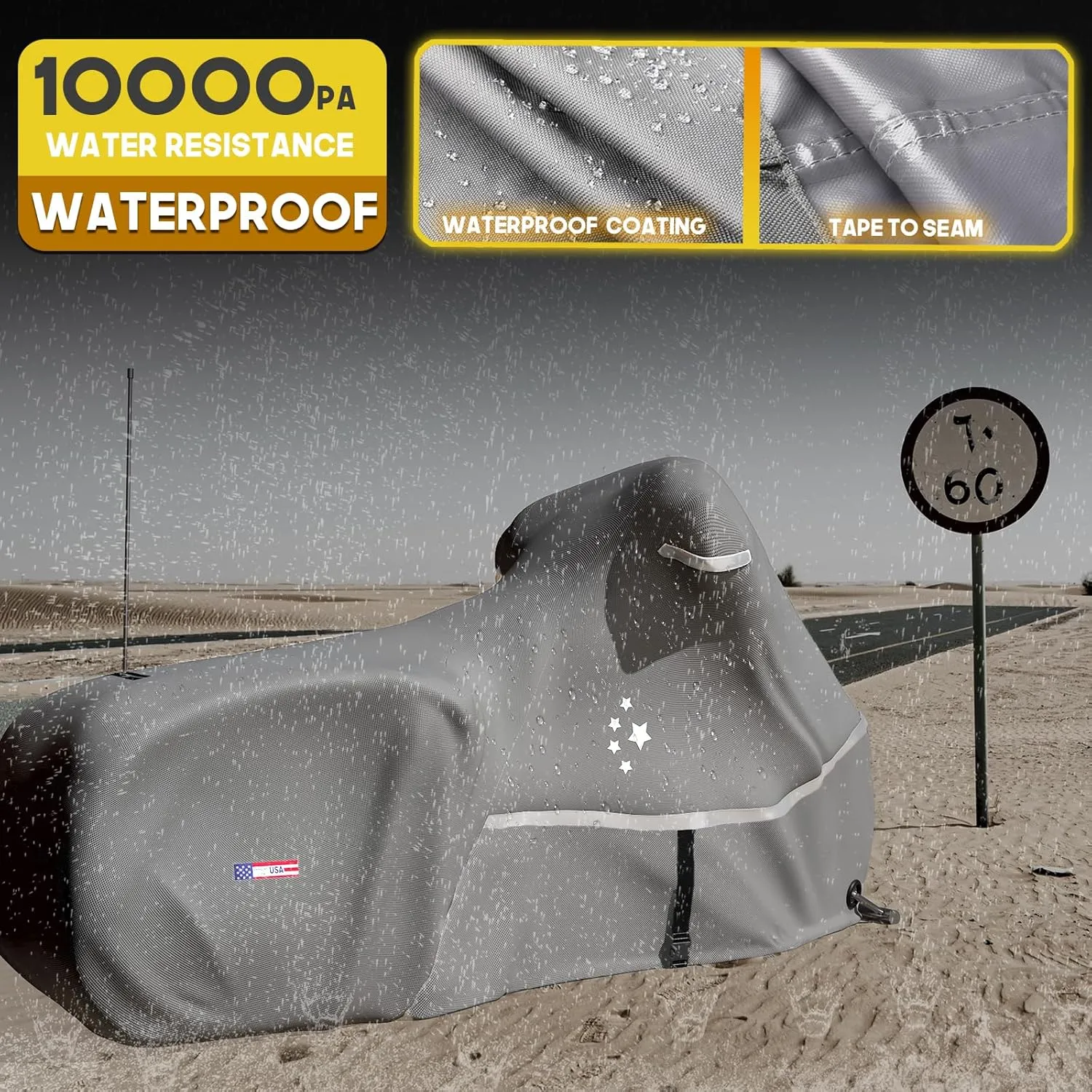 Motorcycle Cover LI LIBZAKI 600D Heavy Duty Storage All Season Universal Weather Waterproof Outdoor Protection 86" XXL Vehicle Cover/Gray