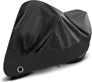 Motorcycle Cover Waterproof Outdoor for All Season,96" Outdoor Bike Cover with Lock-Hole for Protection,Practical Motorcycle Accessories Bicycle Cover Fit Most Electric Vehicle (Black)