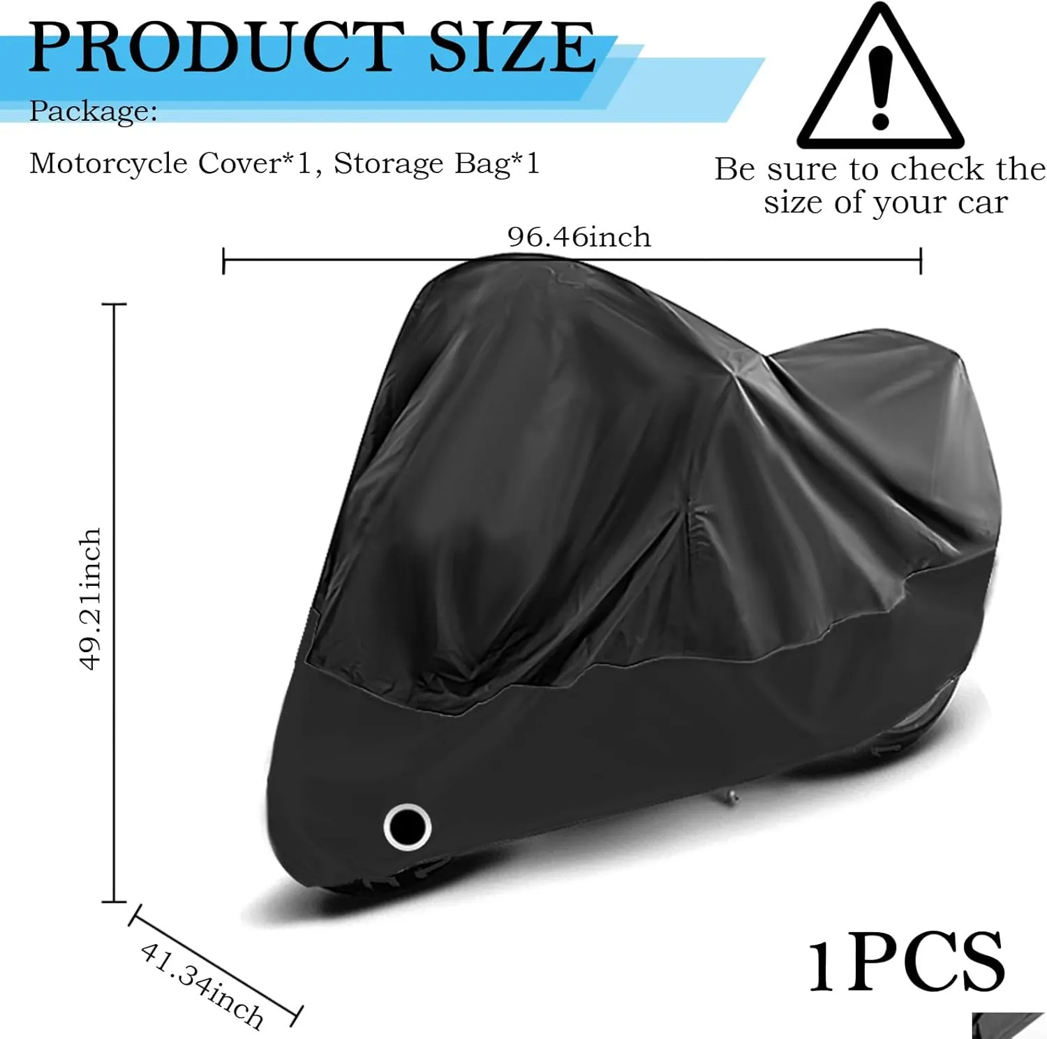 Motorcycle Cover Waterproof Outdoor for All Season,96" Outdoor Bike Cover with Lock-Hole for Protection,Practical Motorcycle Accessories Bicycle Cover Fit Most Electric Vehicle (Black)