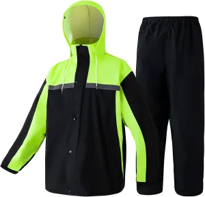 Motorcycle Rain Suit Waterproof Work Rain Jacket Pants Reflective Raincoat for Men Outdoor All-Sport Farm Fishing