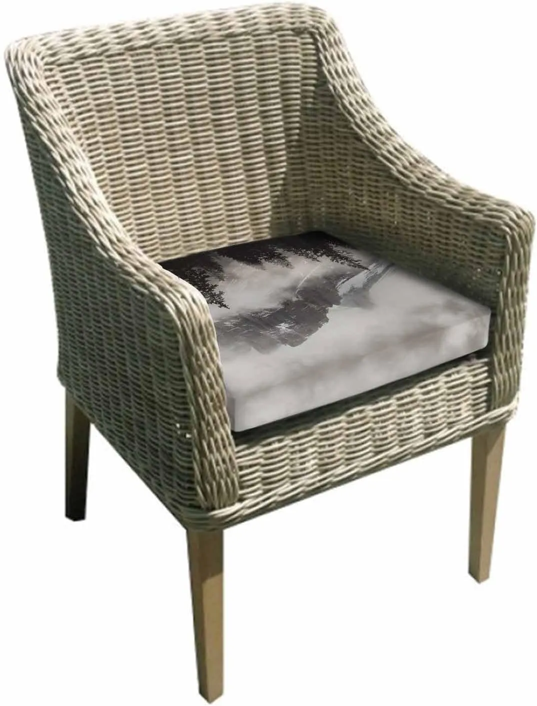 Mountains Forest Outdoor Cushion Chair Cover Set of 2 - Waterproof Couch Seat Covers, Modern Nature Fog Landscape Patio Furniture Protector Cushions Slipcovers for Sofa/RV, 22"x20"x4"