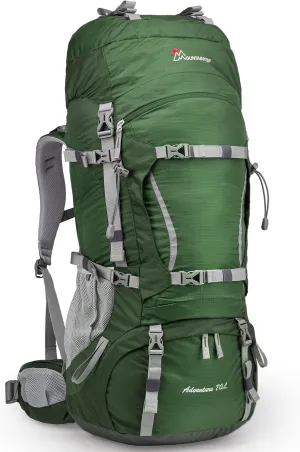 MOUNTAINTOP 70L Internal Frame Backpack Camping Backpacking Hiking Backpack for Men Women with Rain Cover