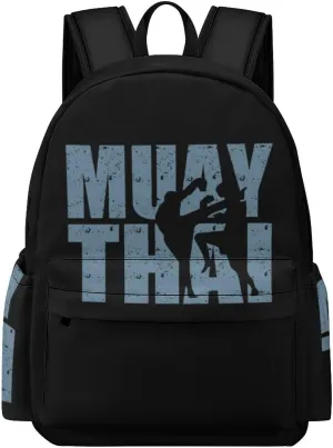 Muay Thai Box Travel Backpack 16 in Laptop Bag Half Print Rucksack Business Daypack for Work Office