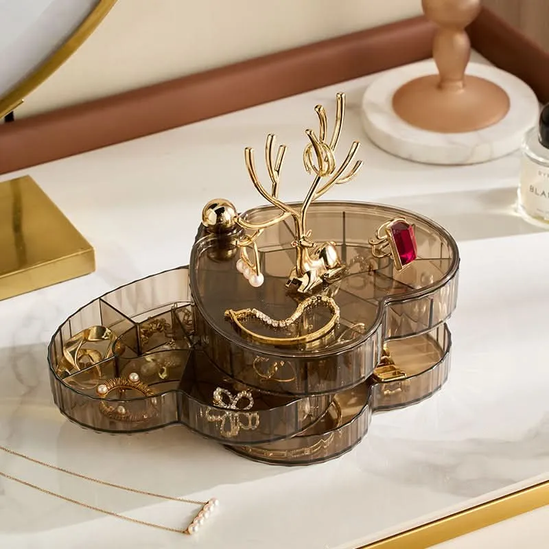 Multi-Layer Rotating Jewelry Box – Deer Design