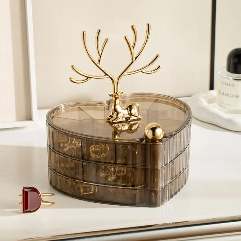 Multi-Layer Rotating Jewelry Box – Deer Design
