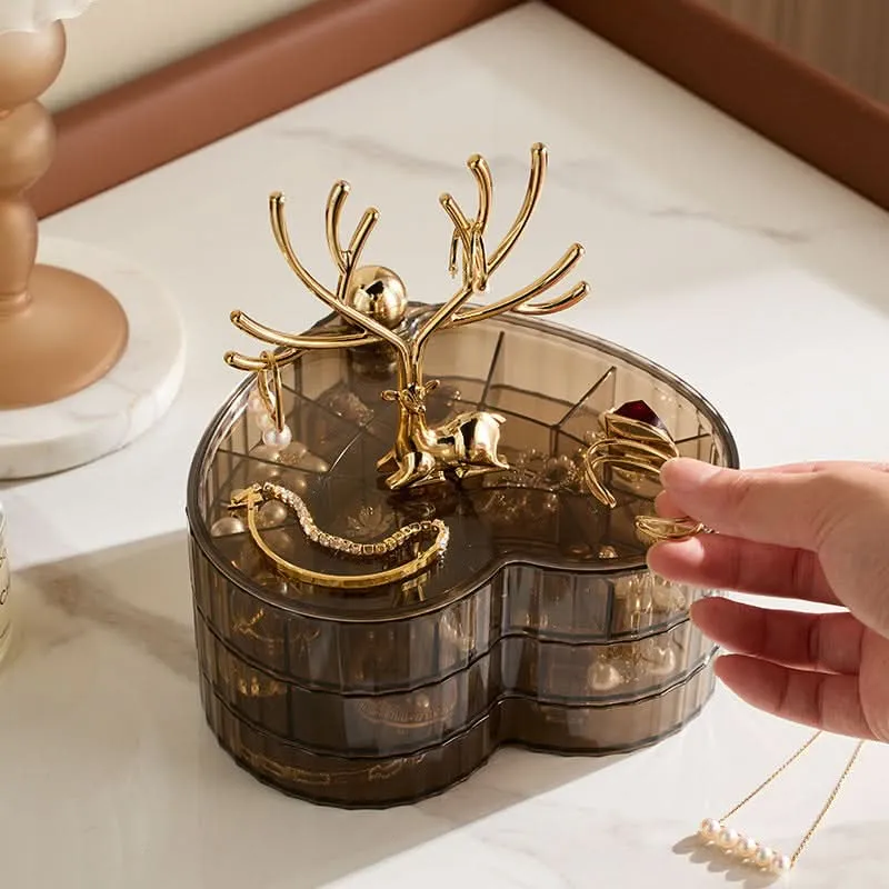 Multi-Layer Rotating Jewelry Box – Deer Design