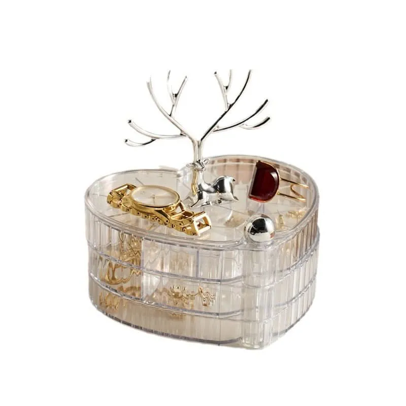 Multi-Layer Rotating Jewelry Box – Deer Design