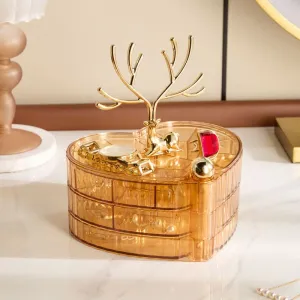 Multi-Layer Rotating Jewelry Box – Deer Design