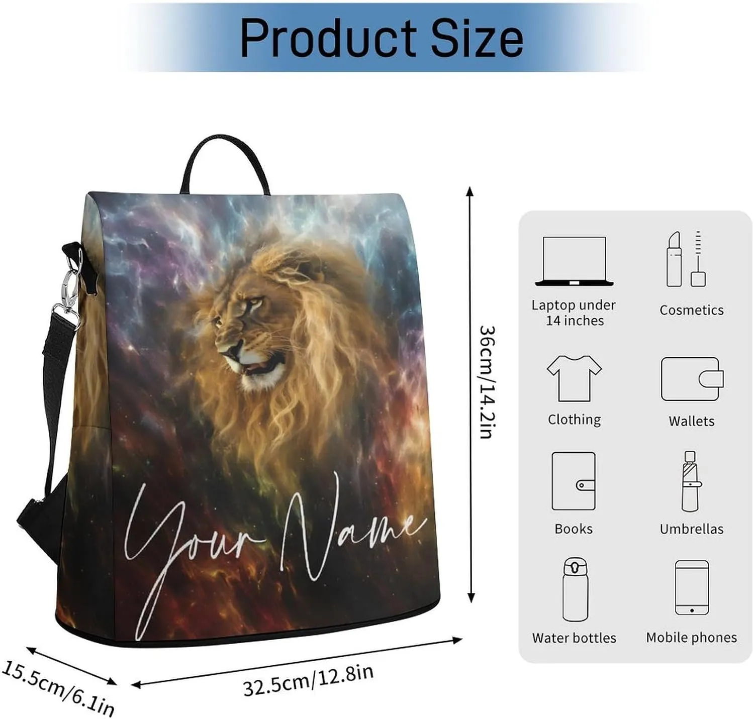 Multipurpose Daypacks Abstract Lion Lightning Backpack Purse for Women Anti Theft Fashion Back Pack Custom Name Bag Personalized Gift