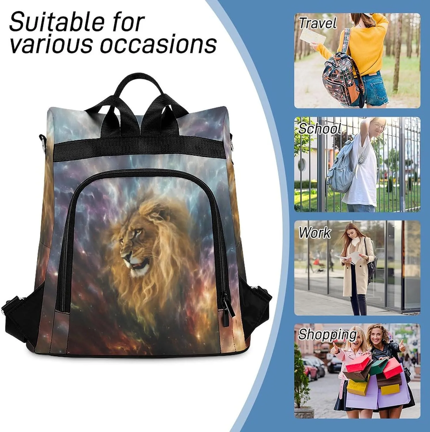 Multipurpose Daypacks Abstract Lion Lightning Backpack Purse for Women Anti Theft Fashion Back Pack Custom Name Bag Personalized Gift