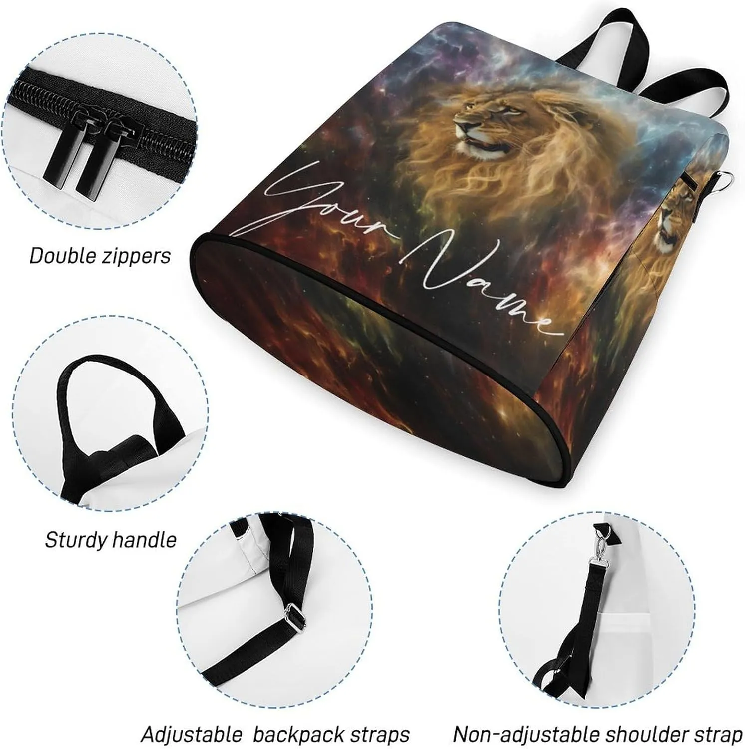 Multipurpose Daypacks Abstract Lion Lightning Backpack Purse for Women Anti Theft Fashion Back Pack Custom Name Bag Personalized Gift
