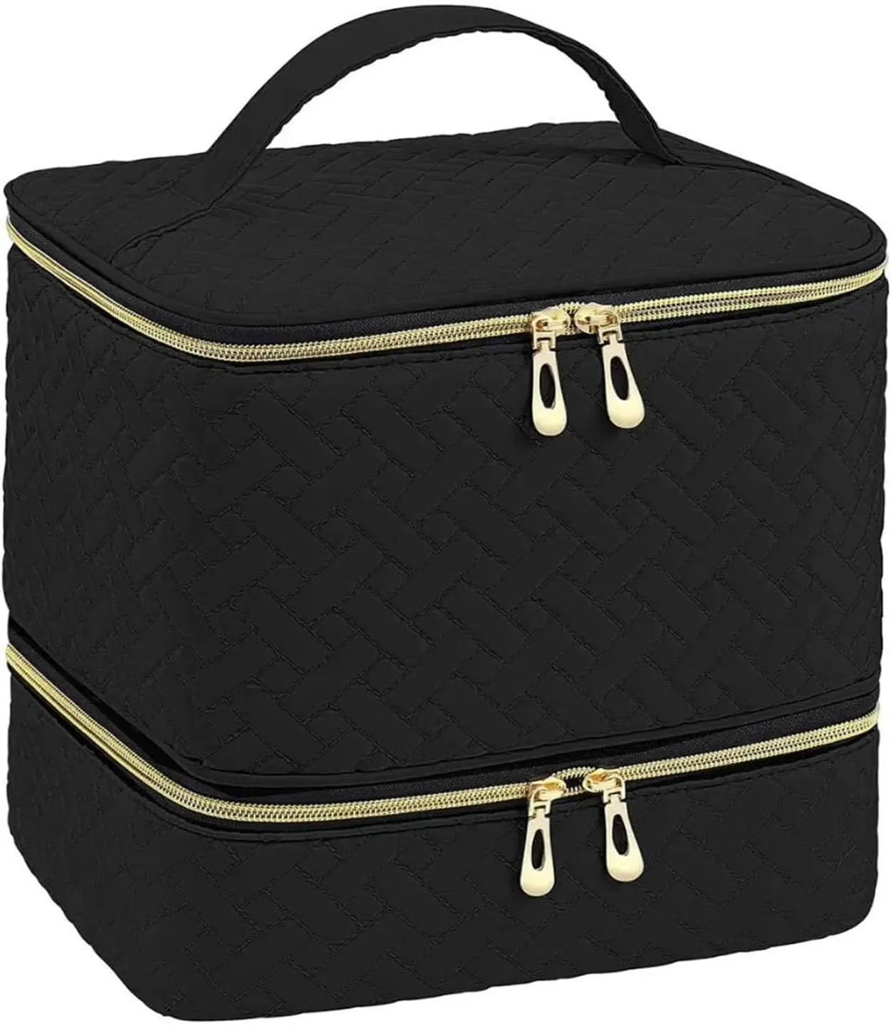 Nail Polish Carrying Case Bag – Holds 30 Bottles, Storage Organizer with Dividers – Double Layer Travel Nail Polish Holder Case for Manicure Tools, Nail Tech, DIY at Home or Salon (black)