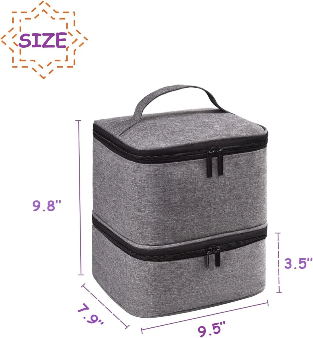 Nail Polish Organizer Holds 30 Bottles (15ml) and 1 Nail Light Nail Polish Carrying Case with Storage Pockets for Manicure Tools Double Layer Nail Polish Storage Travel Bag with Handle (A-Gray)