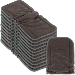 Naturally Nature Cloth Diaper Inserts, 4 Layer Rayon Fleece, Pack of 12, Resuable, Washable Inserts for Cloth Diapers, Gussets Gray Color