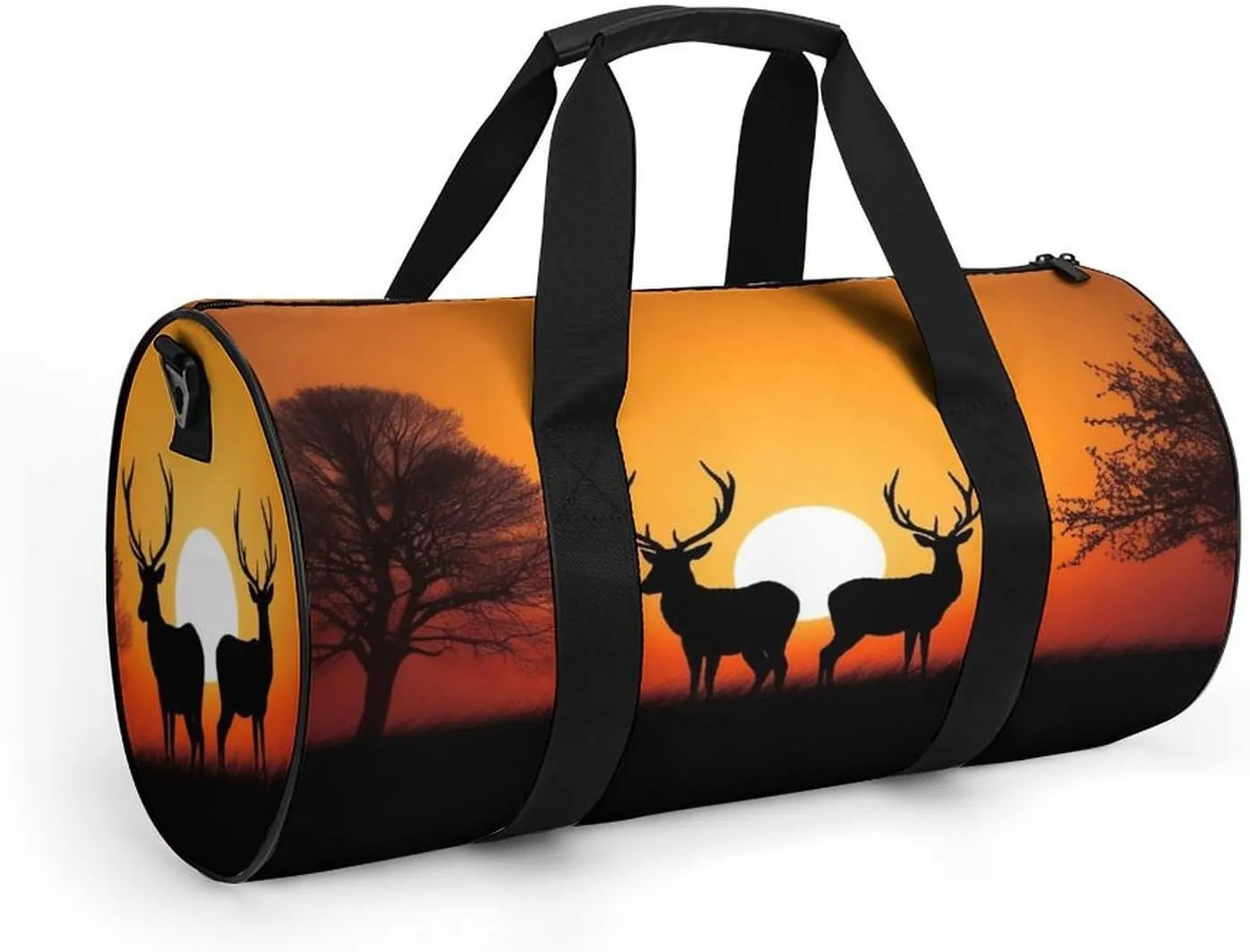 Nature Sunset Deer Gym Bag Small Travel Duffle Bag with Compartment Carry On Weekender Bag for Women Men