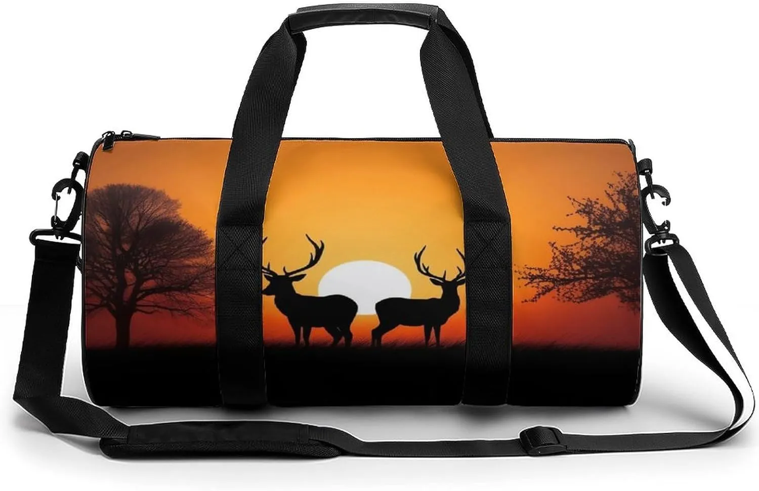 Nature Sunset Deer Gym Bag Small Travel Duffle Bag with Compartment Carry On Weekender Bag for Women Men