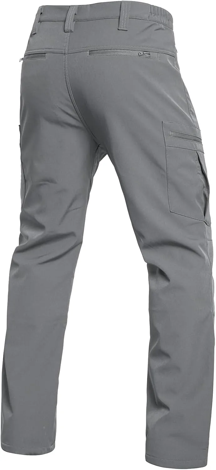NAVEKULL Men's Fleece Lined Hiking Pants Softshell Water Resistance Snow Ski Pants Winter Outdoor Tactical Cargo Trousers