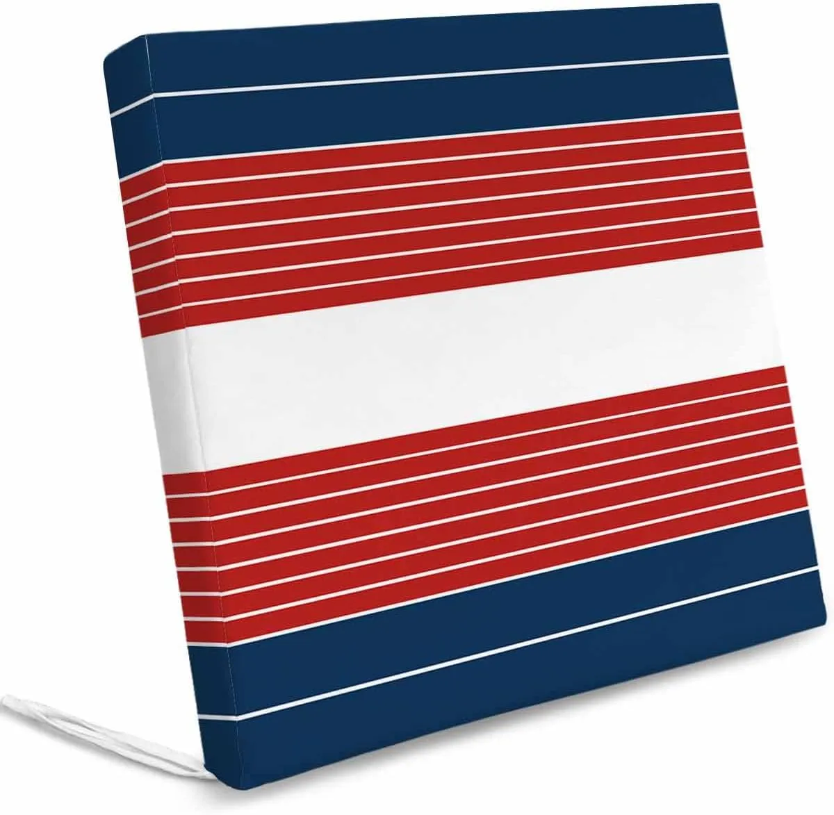 Navy Blue Red Stripe Outdoor Cushion Chair Cover Set of 4 - Waterproof Couch Seat Covers, Modern Art Horizontal Striped Patio Furniture Protector Cushions Slipcovers for Sofa/RV, 22"x22"x4"